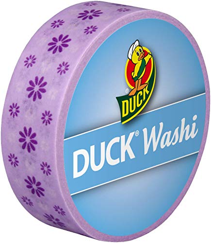 Duck Washi Band - extra dünnes Klebeband zum verpacken und dekorieren Purple Flower, 15 mm x 10 m von Duck