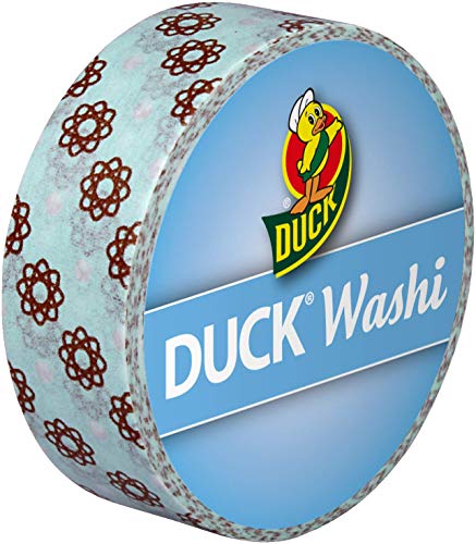 Duck Washi Band - extra dünnes Klebeband zum verpacken und dekorieren Retro Flower, 15 mm x 10 m von Duck