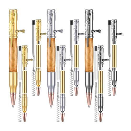 Duendhd Set mit 6 dünnen Stiften, Drehstiften aus Holz, mehrfarbig, mit Kugelschreiber, verschraubt, zum Basteln, drehbar aus Holz von Duendhd