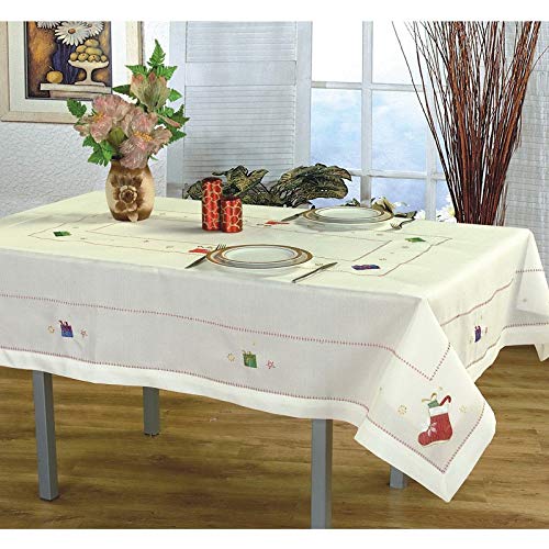 Duffi Home Tischdecke, Bestickt, Weiß, 145 x 300 cm von Duffi Home