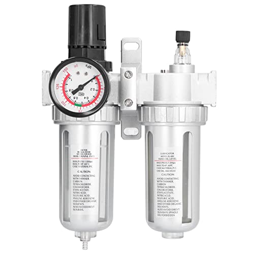 DUIMIMI Luftfilter Druckregler Luftkompressor Wasser Ölabscheider mit Manometer Kit Aluminiumlegierung für Luftkompressor Regler, Luftfilter, Druckregler, Wasserabscheider (SFC400) von Duimimi