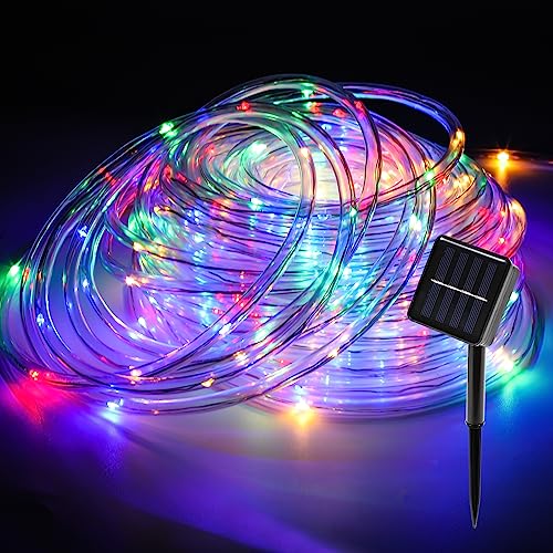 Duisrech Solar Lichterkette Aussen 10M 100LED, Lichtschlauch Außen Innen 8 Modi, Led Schlauch Außen Solarenergie und IP65 Wasserdicht Lichtschlauch für Weihnachten, Party- Farbe von Duisrech