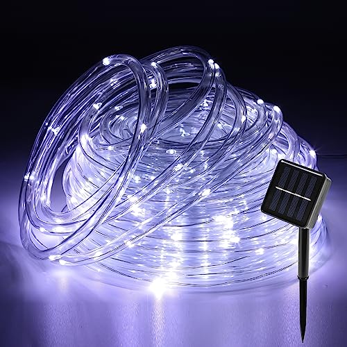 Duisrech Solar Lichterkette Aussen 20M 200LED, Lichtschlauch Außen Innen 8 Modi, Led Schlauch Außen Solarenergie und IP65 Wasserdicht Lichtschlauch für Weihnachten, Party - Weiß von Duisrech