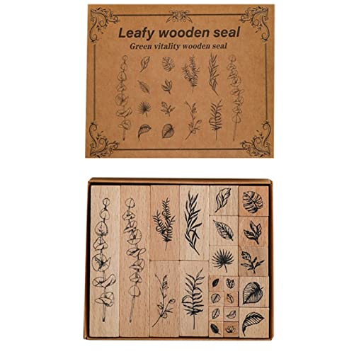 Lulullaby 22 Stück Holz Stempel, Stempelset Gummi, Stempel aus Holz mit Natur Pflanzen Blumen Motive, Dekorative Stempel für die Herstellung von Karten, Kunsthandwerk, Geschenken und DIY Scrapbooking von Lulullaby