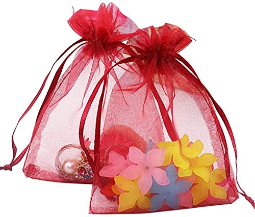 Dulcicasa 100 Stück Organzabeutel, Organzasäckchen 17 x 23 cm, Säckli Beutel Geschenk Schmuckbeutel Für Festival Party Und Hochzeit Beutel (Red-Wine) von Dulcicasa