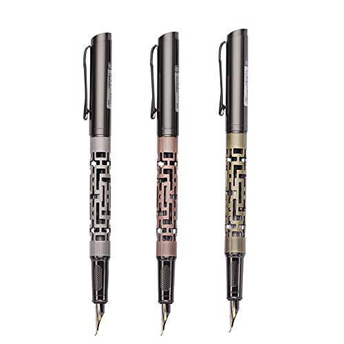 Dulcicasa Füllfederhalter 3 Füllfederhalter Set Füllfederhalter Hohl Messing Feder Kurve Fineliner Vintage Kalligraphie Stift Geschenk von Dulcicasa