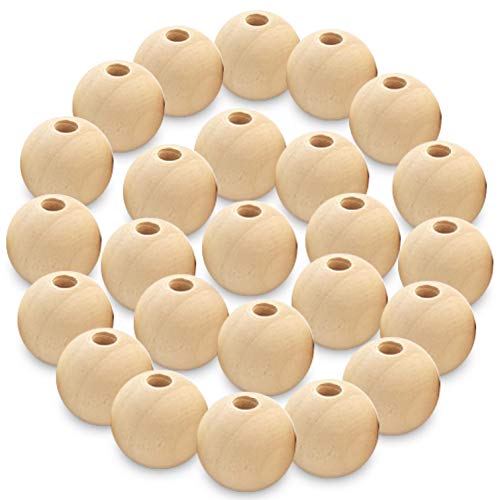 Holzperlen Handmade Jewellery Parts Handmade Bracelets Necklaces Craft Supplies Beaded Jewellery Approx. 500pcs Natural White Wood Natural Wooden Beads Beads for Jewellery Crafts (25mm 110pcs) von Dulcicasa