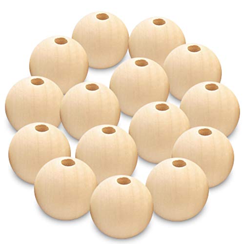 Holzperlen Handmade Jewellery Parts Handmade Bracelets Necklaces Craft Supplies Beaded Jewellery Approx. 500pcs Natural White Wood Natural Wooden Beads Beads for Jewellery Crafts (30mm 15pcs) von Dulcicasa