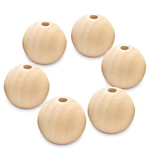 Holzperlen Handmade Jewellery Parts Handmade Bracelets Necklaces Craft Supplies Beaded Jewellery Approx. 500pcs Natural White Wood Natural Wooden Beads Beads for Jewellery Crafts (35mm 6pcs) von Dulcicasa