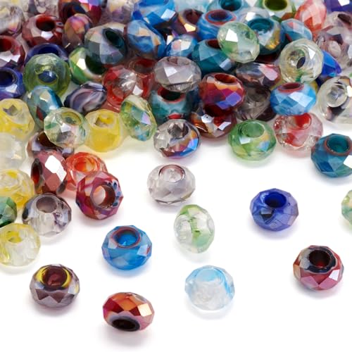 Perlen Ca. 200pcs Schmuck Perlen 5mm Gemischte Farbe Transparente Perlen Großes Loch Perlen Glasperlen Buntes Schmuck Zubehör Dekorative Teile Schmuckherstellung DIY Handmade Materialien von Dulcicasa