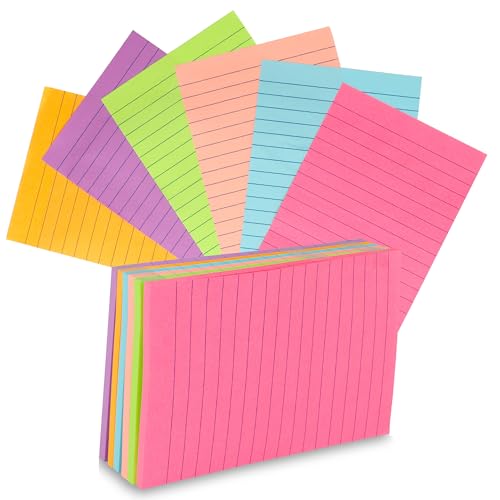300 Stück linierte Notizkarten, 6 Farben, sortiert, Lernaufzeichnung, To-Do-Liste, farbige Notizkarten für Zuhause, Schule, Büro, Neon-Karteikarten, liniert, 10,2 x 15,2 cm von Dulinkas