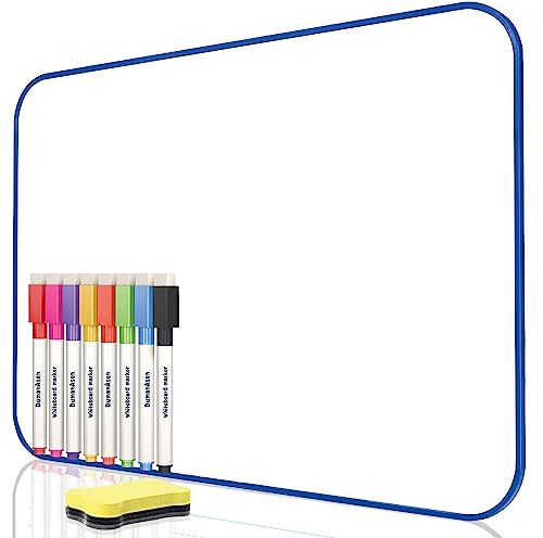 DumanAsen Whiteboard, trocken abwischbar, doppelseitig nutzbar, mit trocken abwischbaren Stiften und Radiergummi für Kinder, Schule, Zuhause, Büro, Fernunterricht (Blau, 42 x 30 cm) von DumanAsen