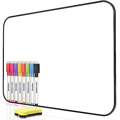 DumanAsen Whiteboard, trocken abwischbar, doppelseitig nutzbar, mit trocken abwischbaren Stiften und Radiergummi für Kinder, Schule, Zuhause, Büro, Fernunterricht (Schwarz, 42 x 30 cm) von DumanAsen