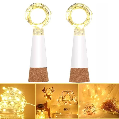 LED Lichterkette Korken Flaschenlicht USB Dumcuw Bottle Lights Wasserdicht Flaschenbeleuchtung Lichter Flasche 59 Zoll Lichterkette Aufladbar Korkleuchten für DIY Party (warmes Orange,2er-Pack） von Dumcuw