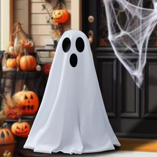 Dumeher Halloween Deko Outdoor Indoor 47cm DIY Geister Halloween Deko Set Weißer Stoff Halloween Geist für Haloween Party Hof Dekorationen 1 Packung von Dumeher