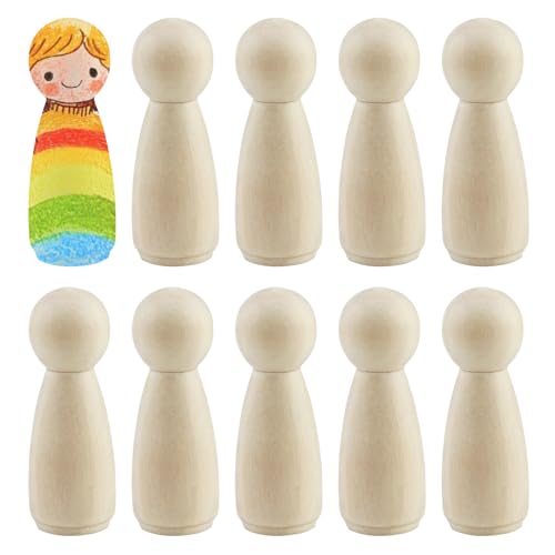 Dumhuts 10pcs Holzfiguren zum Bemalen, DIY Dekoration für Hochzeit, Geburtstag oder Feiertage, Personalisierbare Spielfiguren und Ornamente aus Holz von Dumhuts