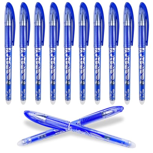 Dunkwckore 12 Stück Radierbarer Kugelschreiber, 0.5mm Blau Radierstift Radierbare Stifte, Gelstifte Radierbar, Erasable Pen, Löschbarer Gelschreiber für Schulsachen Bürobedarf Studenten von Dunkwckore