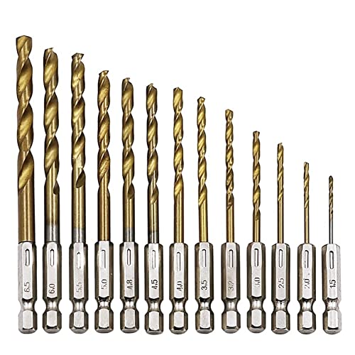 Dunxiles 1,5–6,5 mm HSS-Bohrer Mit Titanbeschichtung, 1/4 Zoll Sechskantschaft, Spiralbohrer Aus Schnellarbeitsstahl für Metall, Holz, Kunststoff (Größe: 5,5 mm), Eisenwarenwerkzeuge von Dunxiles