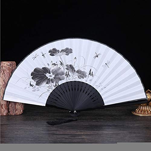 Dunxiles Chinesischer Windfächer Bambusholz Seidentuch Schöner Druck Damenfächer Hochzeitsdekoration Faltfächer Mini-Handfächer Licht von Dunxiles