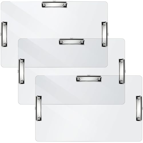 Dunzoom 3 Stück 30 x 45 cm Klemmbrett mit drei Clips, extra großes Klemmbrett, PP-Kunststoff, transparent, horizontale Klemmbretter mit niedrigem Profil-Clip für Schule, Büro, Zuhause, Studenten, von Dunzoom