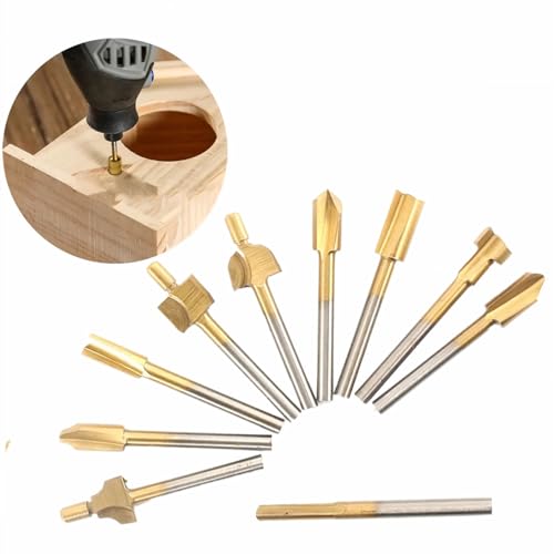 10 Stück HSS Fräser Set, HSS hohe Härte Rotary Holzschnitzerei Fräser Set mit 1/8-Zoll-Schaft, Mehrzweck Fräser Set, für Heimwerker, Holzarbeiten, Schnitzen, Gravieren, von Duokon