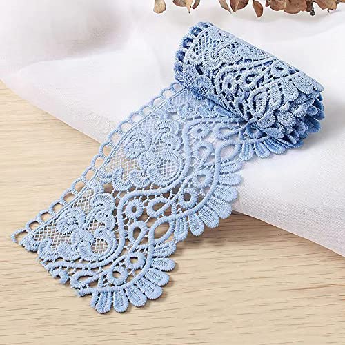 1 Yard 10cm Breite Milchseide Vintage Spitzenborte Spitzenband Spitzenbordüre Stickerei Dekoband Zierband Spitze Blumenband Borte für Nähen Handwerk Dessous Hochzeitskleid Hochzeit Haus Deko,Blau von Duories