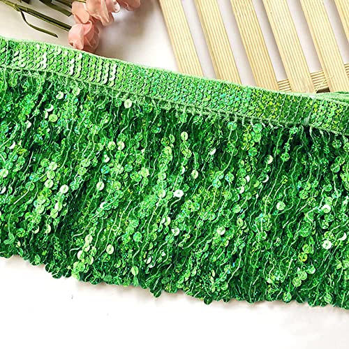 1 Yard 16cm Pailletten Fransen Quaste Fransenborte Fransenband Schnittfranse Dekoband Zierband Dekoborte Tanzfransen Nähzubehör für DIY Basteln Apparel Kleidung,Kostüme,Nähen,Dekoration,Grün von Duories