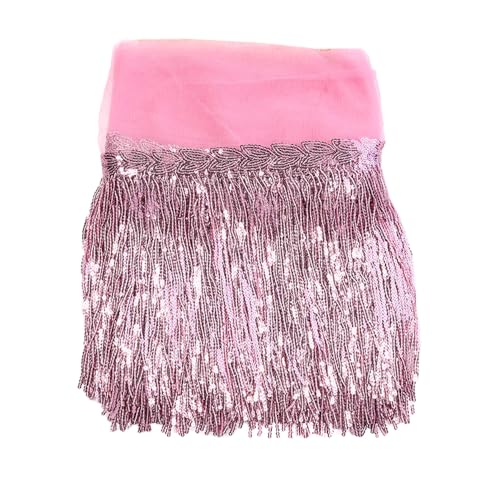 1 Yard 20cm Bling Pailletten Fringe Trim Fransen Quaste Fransenborte Fransenband Fransenbordüre Dekoband Tanzfransen Fransen-Borten Bänder zum Nähen,DIY Basteln,Kleidung Dessous Vorhänge,Rosa von Duories