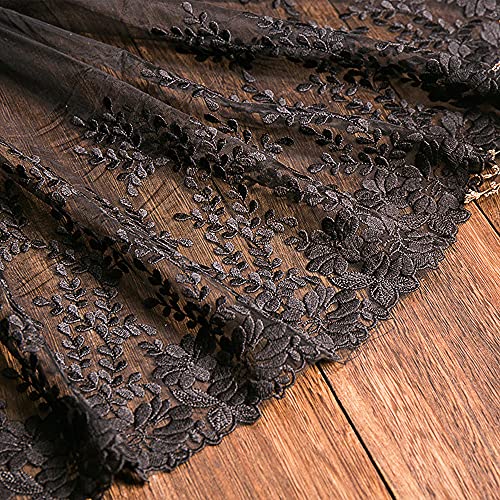 1 Yard Vintage Bestickter Spitzenbesatz Spitzenborte Dekoband Spitzenband Spitzenbordüre Zierband Spitzenstoff für Nähen Brautschleiern Petticoats Hochzeitskleid Hochzeit Deko 32cm Breite,A Schwarz von Duories