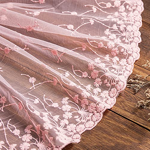 1 Yard Vintage Bestickter Spitzenbesatz Spitzenborte Dekoband Spitzenband Spitzenbordüre Zierband Spitzenstoff für Nähen Brautschleiern Petticoats Hochzeitskleid Hochzeit Deko 32cm Breite,B Rosa von Duories