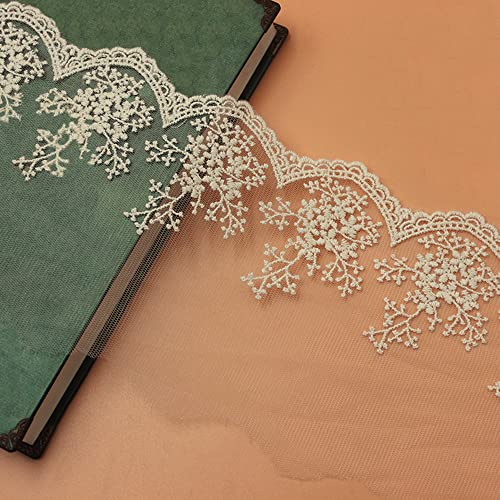 1 Yard Vintage Blumen Stickerei Spitze Tüllstoff,11cm Spitzenband Spitzenborte Dekoband Spitzenbordüre Spitze Geschenkband Zierband für Hochzeit DIY Basteln Nähen Geschenkverpackung,Beige von Duories