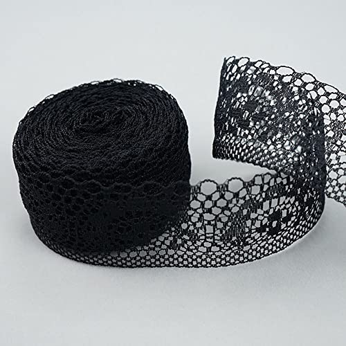 10 M Spitzenbordüre Spitzenband, Breite 4cm Vintage Spitzen Band Geschenkband Dekoband Spitzenborte Zum Basteln Nähen Weihnachten Ostern Hochzeit Geschenkverpackung Tischdeko DIY Handwerk,Schwarz von Duories