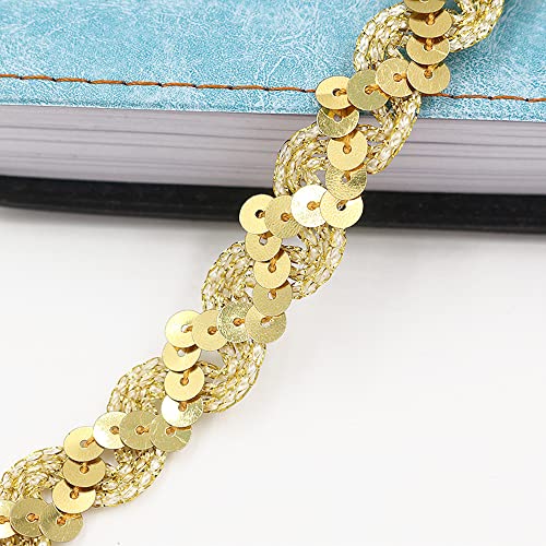 10 Meter 15mm Pailletten Spitzenband Paillettenband Spitzenborte Dekoband Zierband Borten Bänder Bling Glitzer Pailletten Bänder Trim Bortenband für DIY Nähen Handwerk Deko Bastelprojekte,Gold von Duories