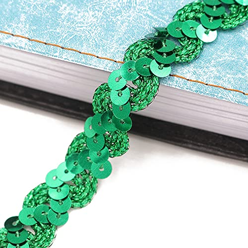 10 Meter 15mm Pailletten Spitzenband Paillettenband Spitzenborte Dekoband Zierband Borten Bänder Bling Glitzer Pailletten Bänder Trim Bortenband für DIY Nähen Handwerk Deko Bastelprojekte,Grün von Duories