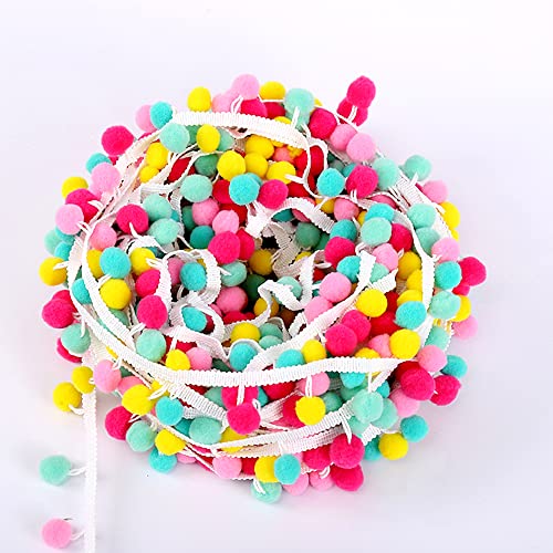 10 Meters 15mm Bunte Pompons Borte zum Basteln,Dekoband Mit Bommeln Bälle Pom Poms Fransenborte Zierband Dekoborte Nähzubehör für DIY Basteln Apparel Kleidung,Kostüme,Nähen,Dekoration,Stil B von Duories