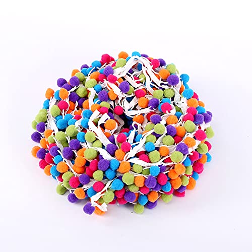 10 Meters 15mm Bunte Pompons Borte zum Basteln,Dekoband Mit Bommeln Bälle Pom Poms Fransenborte Zierband Dekoborte Nähzubehör für DIY Basteln Apparel Kleidung,Kostüme,Nähen,Dekoration,Stil D von Duories