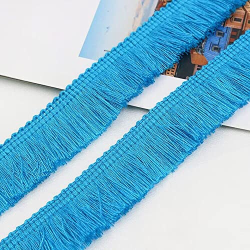 10 Meters 2.5cm Quaste Fransenborte Fransenband Schnittfranse Dekoband Zierband Dekoborte Tanzfransen Nähzubehör für Kleidung,Kostüme,DIY Nähen,Gardinen,Tischdecken,Tischläufer,Dekoration,Blau von Duories