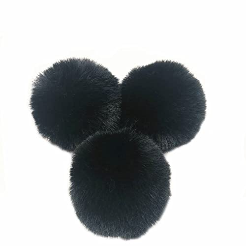 10 STK 10cm Pompons Kunstfell Kaninchenfell Fellbommel,Kunstpelz Pom Pom Ball Plüschbälle Bommeln für DIY Handwerk Mützen Anhänger Dekoration Damen Mädchen Taschenanhänger Schlüsselanhänger,Schwarz von Duories