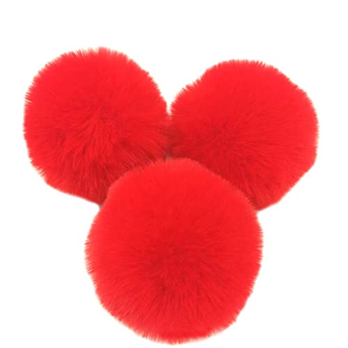 10 STK 10cm Pompons Kunstfell Kaninchenfell Fellbommel,Kunstpelz Pom Pom Ball Plüschbälle Bommeln für DIY Handwerk Mützen Anhänger Dekoration Damen Mädchen Taschenanhänger Schlüsselanhänger,Rot von Duories