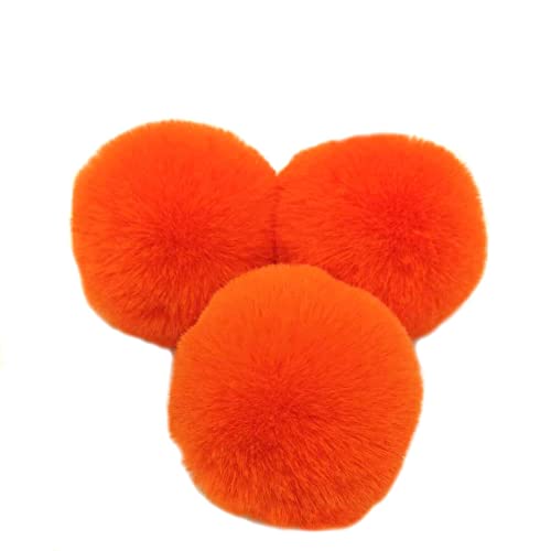 10 STK 10cm Pompons Kunstfell Kaninchenfell Fellbommel,Kunstpelz Pom Pom Ball Plüschbälle Bommeln für DIY Handwerk Mützen Anhänger Dekoration Damen Mädchen Taschenanhänger Schlüsselanhänger,Orange von Duories