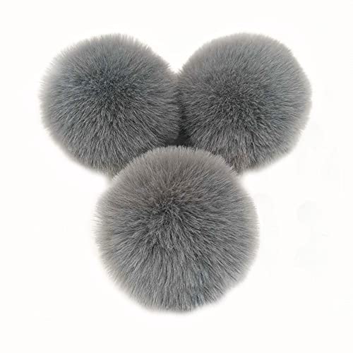 10 STK 6cm Pompons Kunstfell Kaninchenfell Fellbommel,Kunstpelz Pom Pom Ball Plüschbälle Bommeln für DIY Handwerk Mützen Anhänger Dekoration Damen Mädchen Taschenanhänger Schlüsselanhänger,Dunkelgrau von Duories