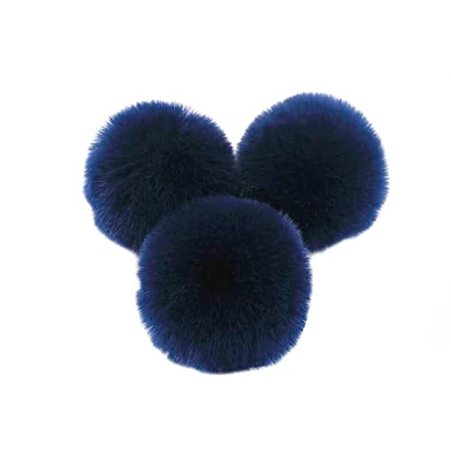 10 STK 6cm Pompons Kunstfell Kaninchenfell Fellbommel,Kunstpelz Pom Pom Ball Plüschbälle Bommeln für DIY Handwerk Mützen Anhänger Dekoration Damen Mädchen Taschenanhänger Schlüsselanhänger,Marine von Duories