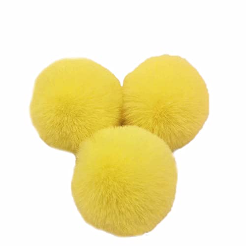 10 STK 6cm Pompons Kunstfell Kaninchenfell Fellbommel,Kunstpelz Pom Pom Ball Plüschbälle Bommeln für DIY Handwerk Mützen Anhänger Dekoration Damen Mädchen Taschenanhänger Schlüsselanhänger,Gelb von Duories