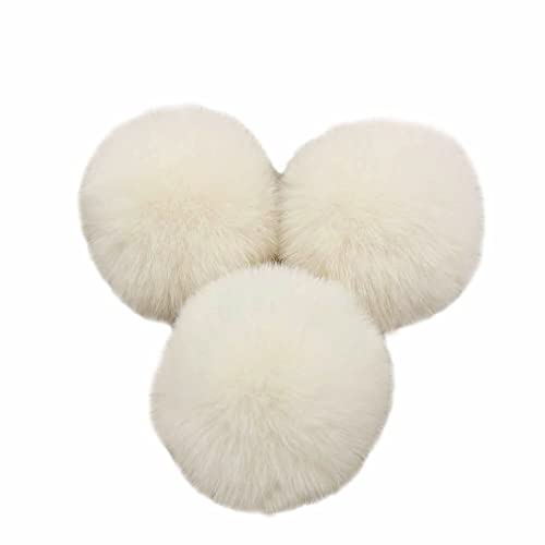 10 STK 6cm Pompons Kunstfell Kaninchenfell Fellbommel,Kunstpelz Pom Pom Ball Plüschbälle Bommeln für DIY Handwerk Mützen Anhänger Dekoration Damen Mädchen Taschenanhänger Schlüsselanhänger,Beige von Duories