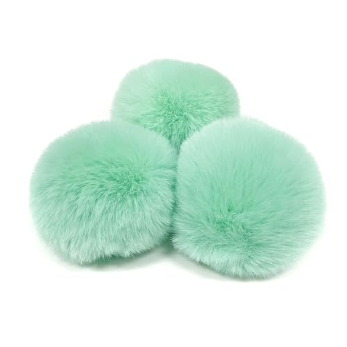 10 STK 6cm Pompons Kunstfell Kaninchenfell Fellbommel,Kunstpelz Pom Pom Ball Plüschbälle Bommeln für DIY Handwerk Mützen Anhänger Dekoration Damen Mädchen Taschenanhänger Schlüsselanhänger,Hellgrün von Duories