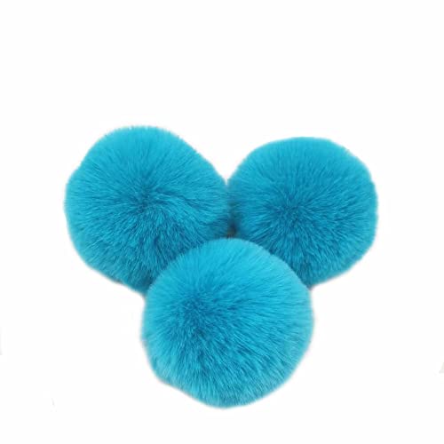 10 STK 6cm Pompons Kunstfell Kaninchenfell Fellbommel,Kunstpelz Pom Pom Ball Plüschbälle Bommeln für DIY Handwerk Mützen Anhänger Dekoration Damen Mädchen Taschenanhänger Schlüsselanhänger,Blauer See von Duories