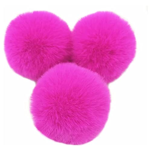 10 STK 6cm Pompons Kunstfell Kaninchenfell Fellbommel,Kunstpelz Pom Pom Ball Plüschbälle Bommeln für DIY Handwerk Mützen Anhänger Dekoration Damen Mädchen Taschenanhänger Schlüsselanhänger,Rosenrot von Duories