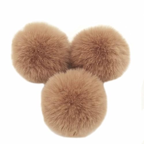 10 STK 8cm Pompons Kunstfell Kaninchenfell Fellbommel,Kunstpelz Pom Pom Ball Plüschbälle Bommeln für DIY Handwerk Mützen Anhänger Dekoration Damen Mädchen Taschenanhänger Schlüsselanhänger,Kamel von Duories