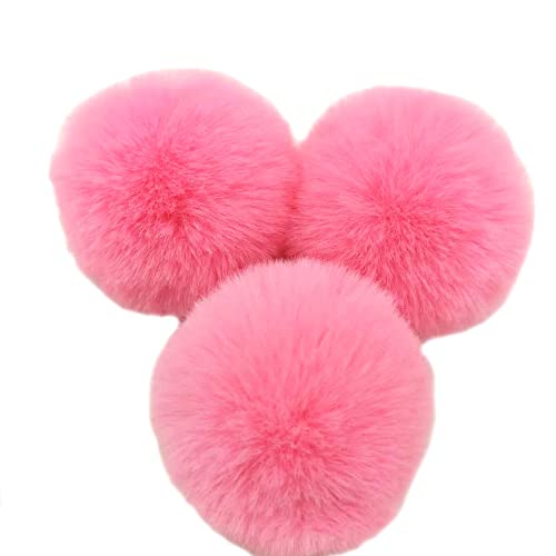 10 STK 8cm Pompons Kunstfell Kaninchenfell Fellbommel,Kunstpelz Pom Pom Ball Plüschbälle Bommeln für DIY Handwerk Mützen Anhänger Dekoration Damen Mädchen Taschenanhänger Schlüsselanhänger,Rosa von Duories