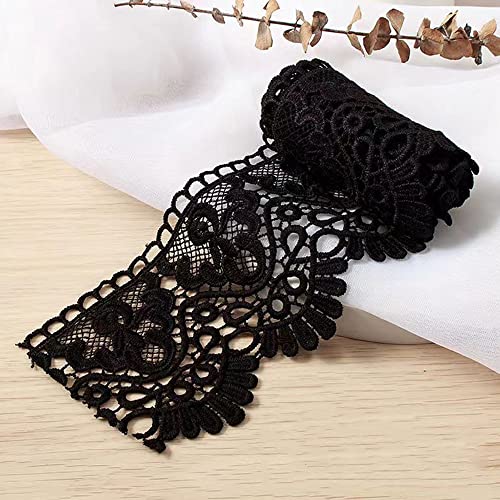 10 Yard 10cm Breite Milchseide Vintage Spitzenborte Spitzenband Spitzenbordüre Stickerei Dekoband Zierband Spitze Blumenband Borte für Nähen Handwerk Dessous Hochzeitskleid Hochzeit Haus Deko,Schwarz von Duories